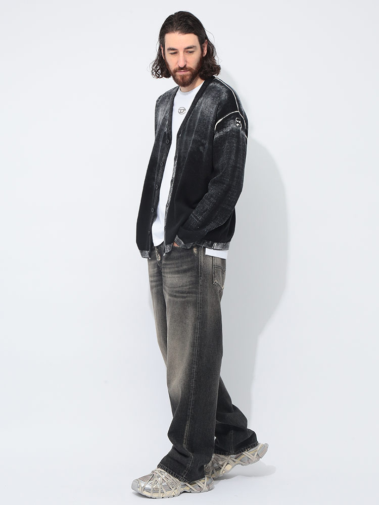 DIESEL ディーゼル コットン プリント ニットカーディガン