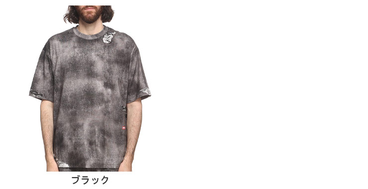 DIESEL（ディーゼル） トロンプルイユ 総柄プリント クルーネック 半袖