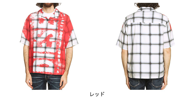 【美品】　DIESEL 半袖シャツ　レーヨン　チェック　オーバルDロゴ XL DIESEL (ディーゼル) 大判チェック ロゴ オープンカラー 半袖