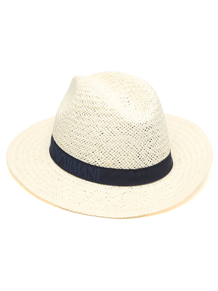 EMPORIO ARMANI ストローハット ボウタイ付き エンポリオアルマーニ EMPORIO ARMANI ストローハット ボウタイ付き エンポリオ