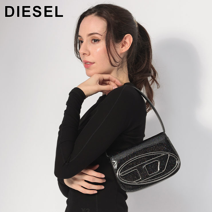 【現行】 DIESEL ショルダーバッグ ハンドバッグ 黒 レザー ロゴ 1DR オンラインストア限定】 DIESEL (ディーゼル) 2WAY BIGロゴ