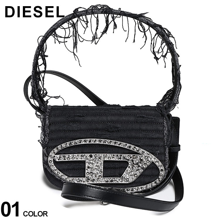DIESEL TOP HANDLE 1DR シルバー ロゴ 2way ショルダーバッグ Diesel/ディーゼル｜シルバー レザー ショルダー バッグ
