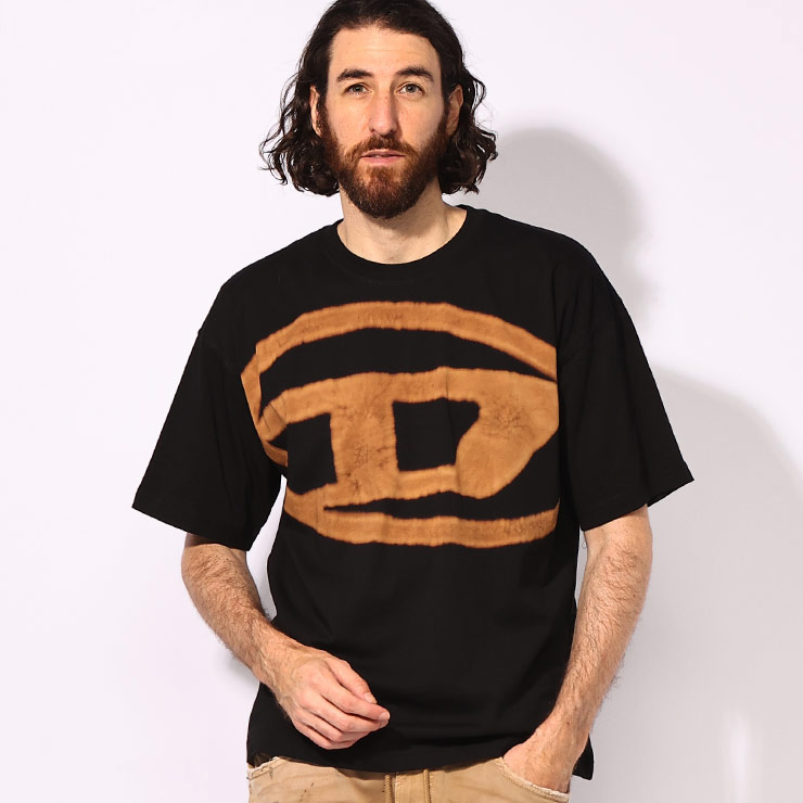 【国内発送】DIESEL オーバルD フロッキー クルーネック Tシャツ DIESEL (ディーゼル) オーバルDロゴ フロッキープリント クルー