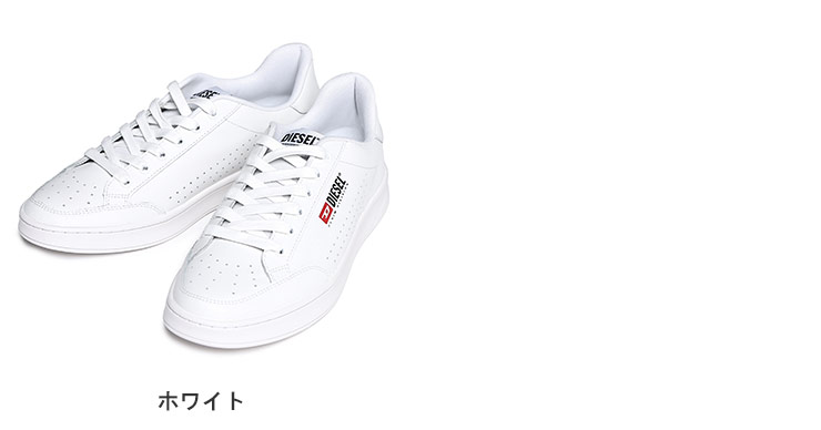 DIESEL レザー スニーカー DIESEL - 新品 DIESEL レザー ハイカットスニーカー 白赤黒 AJ1