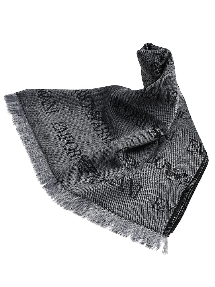 EMPORIO ARMANI エンポリオアルマーニ ウール混 総柄 ラインロゴ