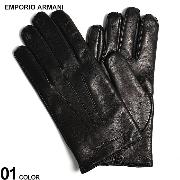 EMPORIO ARMANI エンポリオアルマーニ ラムレザー 裏ウール グローブ