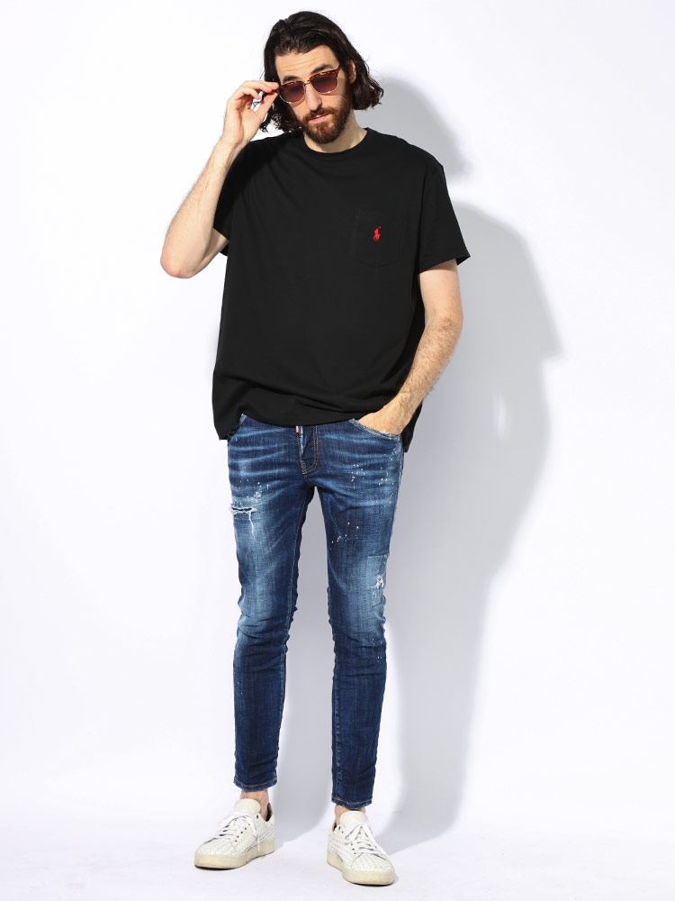 DSQUARED2（ディースクエアード） ダメージ＆ウォッシュ レザーラベル
