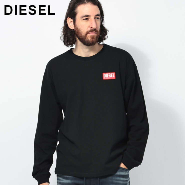 DIESEL ディーゼル BOXロゴ クルーネック 長袖 Tシャツ メンズ