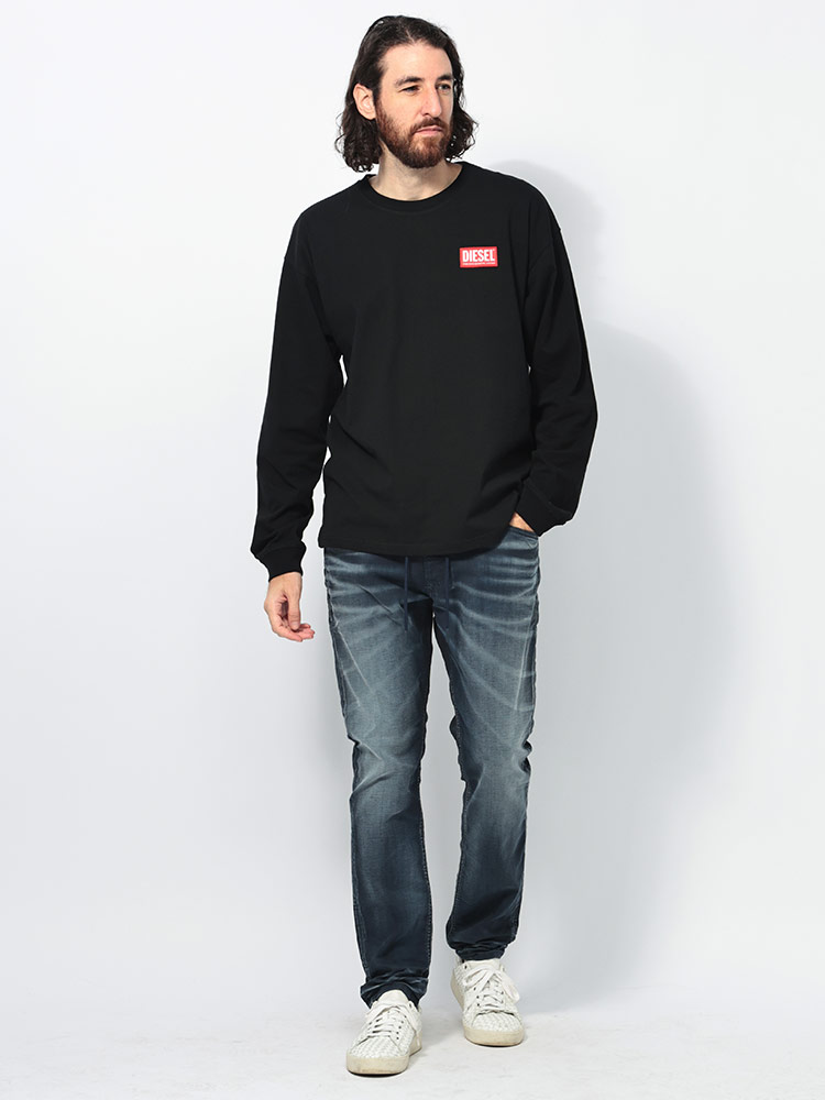 DIESEL ディーゼル BOXロゴ クルーネック 長袖 Tシャツ メンズ