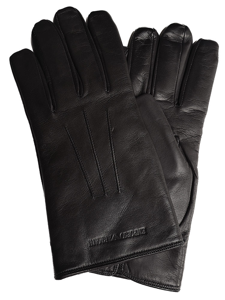 Emporio Armani レザー手袋　メンズ　新品　ブラック EMPORIO ARMANI 【1円ラッピング】エンポリオアルマーニ グローブ