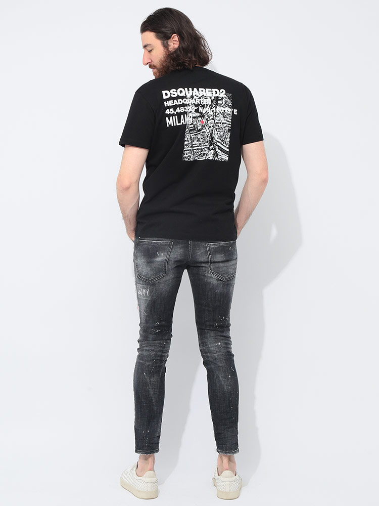 【DSQUARED2】グラフィックマッププリント 半袖 Tシャツ DSQUARED2 ディースクエアード バックマップ プリント クルー
