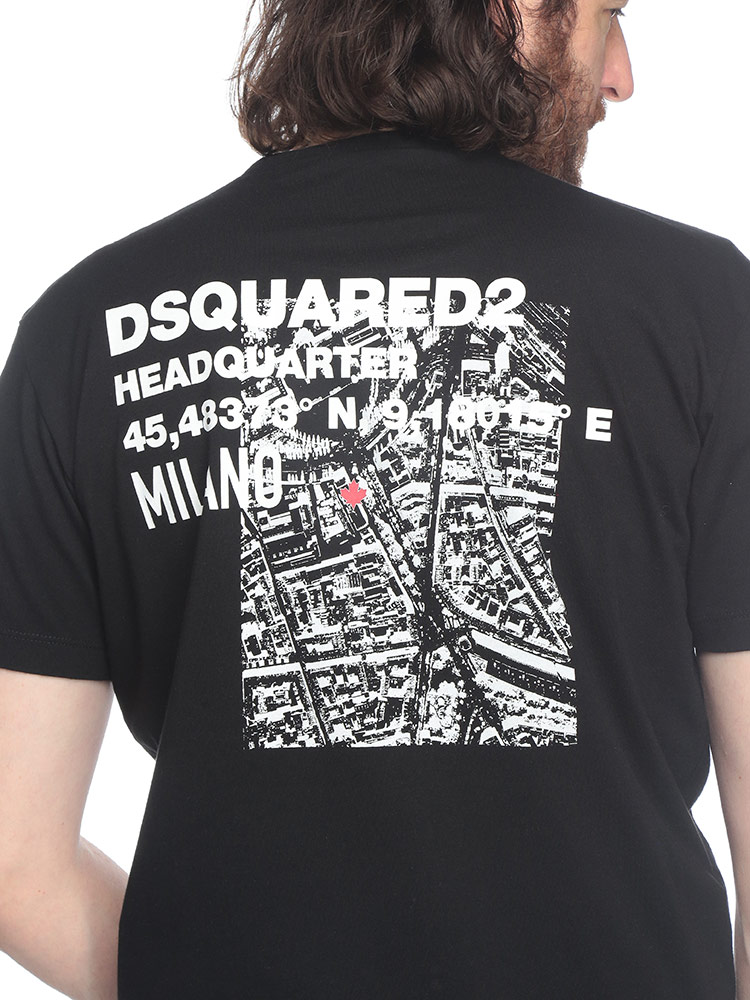 DSQUARED2 ディースクエアード バックマップ プリント クルー