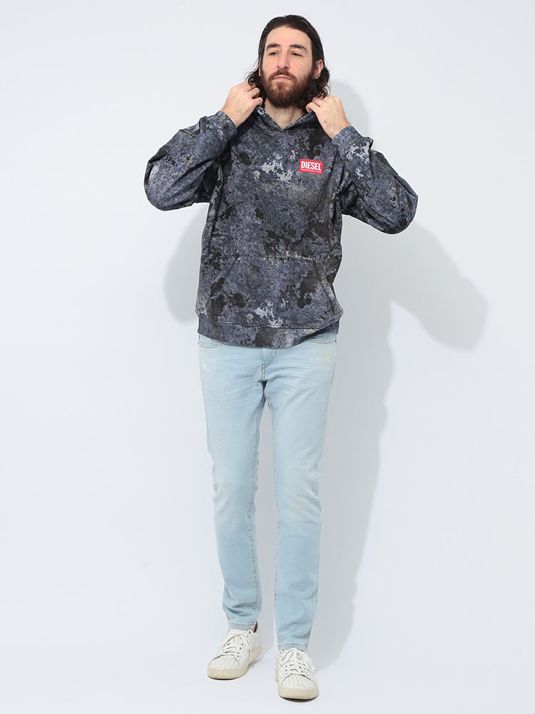 DIESEL（ディーゼル） マーブルウォッシュ プルオーバー パーカー