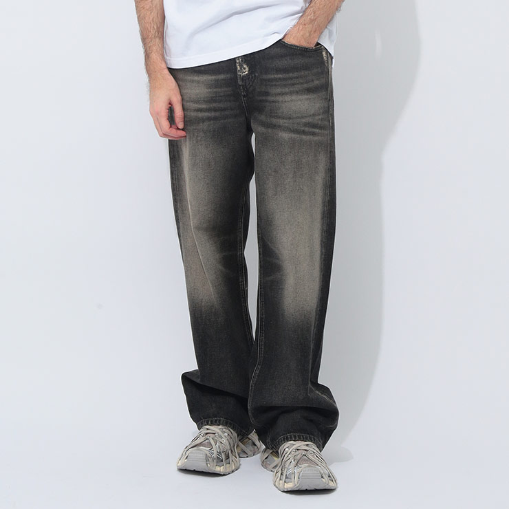 Dieselディーゼル/ダメージ ワイドジーンズ チャコールグレー Diesel ダメージ ワイドジーンズ | グレー | FARFETCH JP