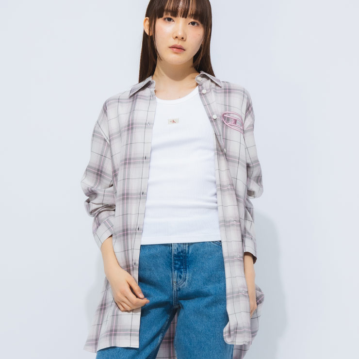 DIESEL（ディーゼル） 胸ロゴ チェック柄 シャツワンピース