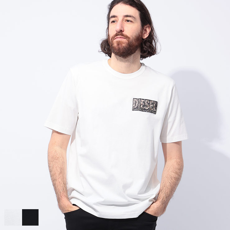 DIESEL ディーゼル 半袖 Tシャツ メンズ ロゴプリントパッチ