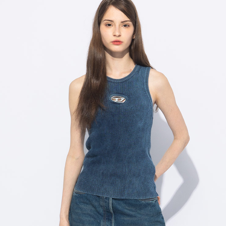 DIESEL（ディーゼル） オーバルDプレートクルーネック ニット タンク