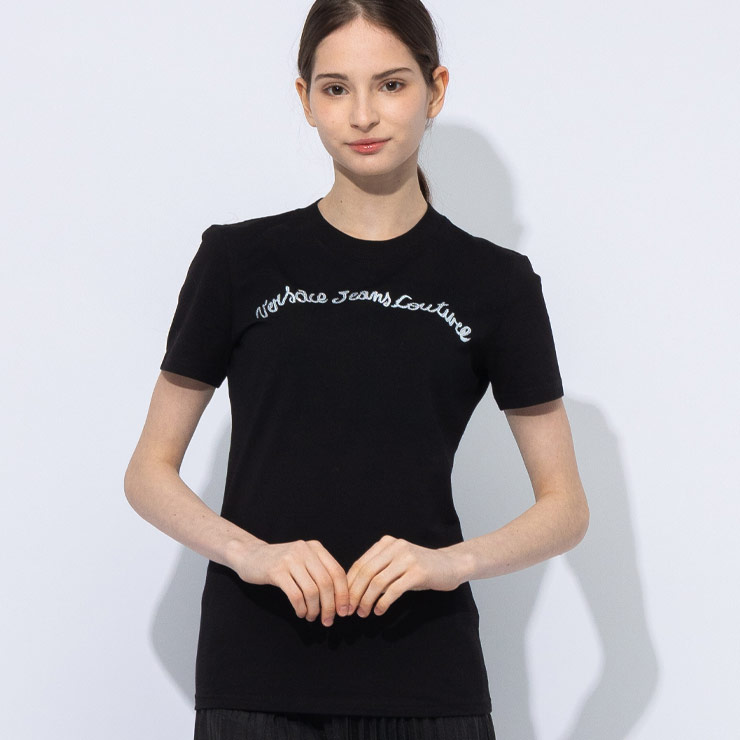 未使用 ヴェルサーチ VERSACE JEANS COUTURE Tシャツ カットソー 半袖 ショートスリーブ ロゴ トップス レディース XXS VERSACE - 未使用 ヴェルサーチ VERSACE JEANS COUTURE Tシャツ