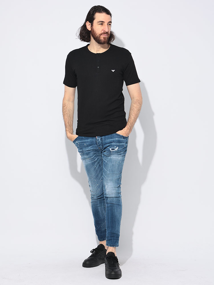 EMPORIO ARMANI エンポリオアルマーニ 半袖 Tシャツ メンズ ロゴ リブ