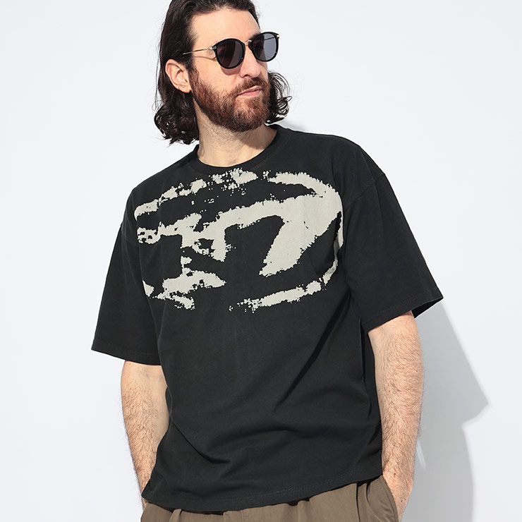 DIESEL ディーゼル 半袖 Tシャツ メンズ フロッキーオーバルD