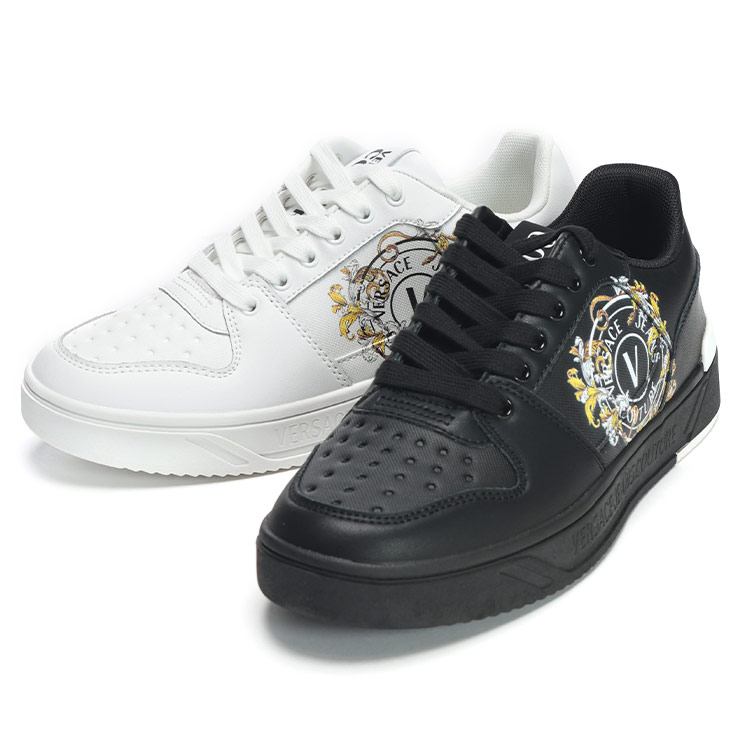 ヴェルサーチェ ジーンズ クチュール ラメロゴ スニーカー 黒 VERSACE JEANS COUTURE ヴェルサーチェ ジーンズ クチュール