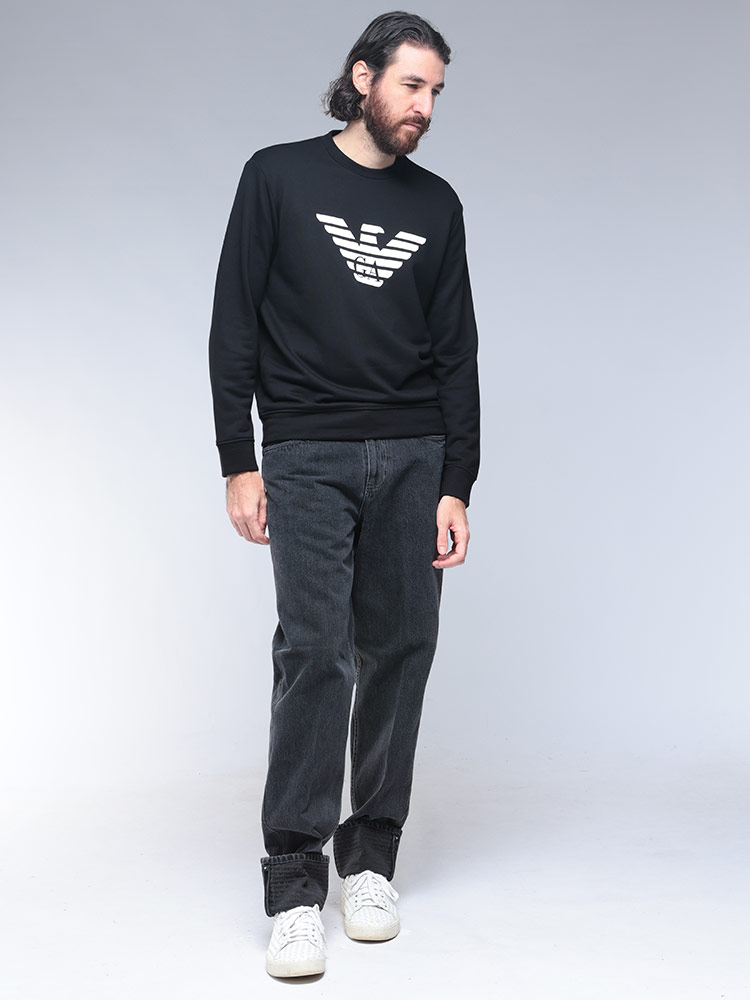 【美品】　EMPORIO ARMANI トレーナー　イーグルロゴ　XL ブラック EMPORIO ARMANI エンポリオアルマーニ メンズ イーグルロゴ クルー