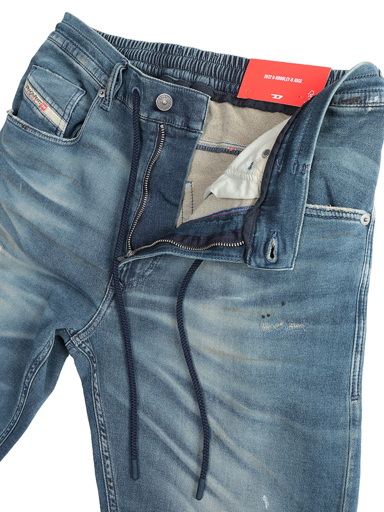 DIESEL ジョグジーンズ W34 KROOLEY-NE ダメージ加工 DIESEL (ディーゼル) カラーウォッシュ ダメージ加工 テーパード