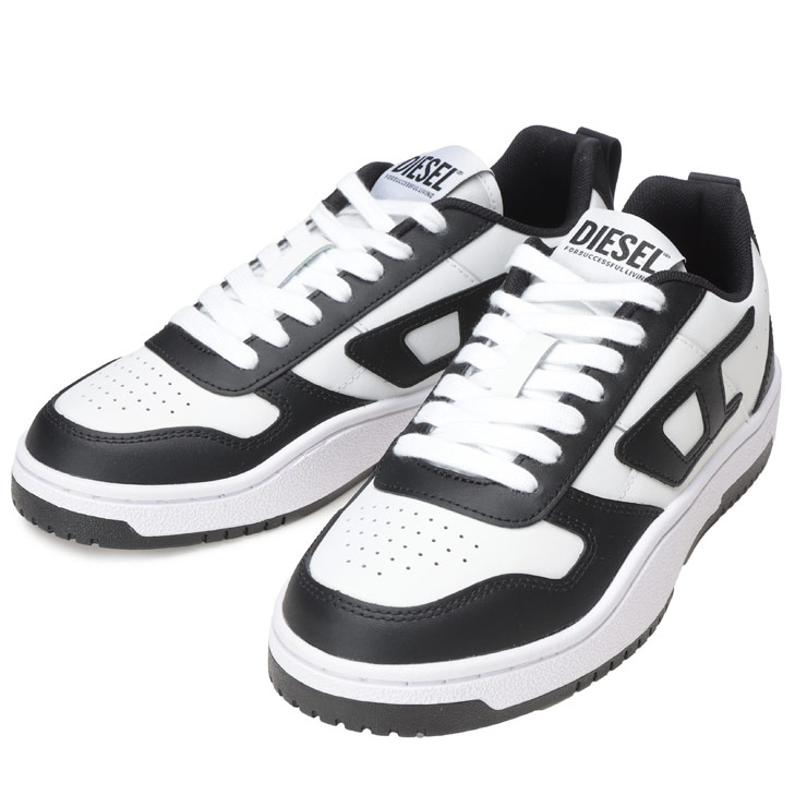 DIESEL（ディーゼル） メンズ レザー ロゴ ローカットスニーカー S