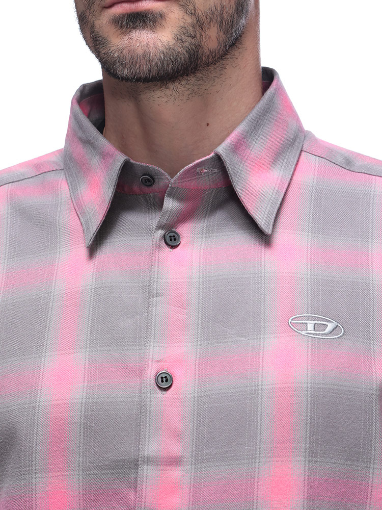 DIESEL（ディーゼル） シャツ トップス オーバルD刺繍 チェック柄 長袖