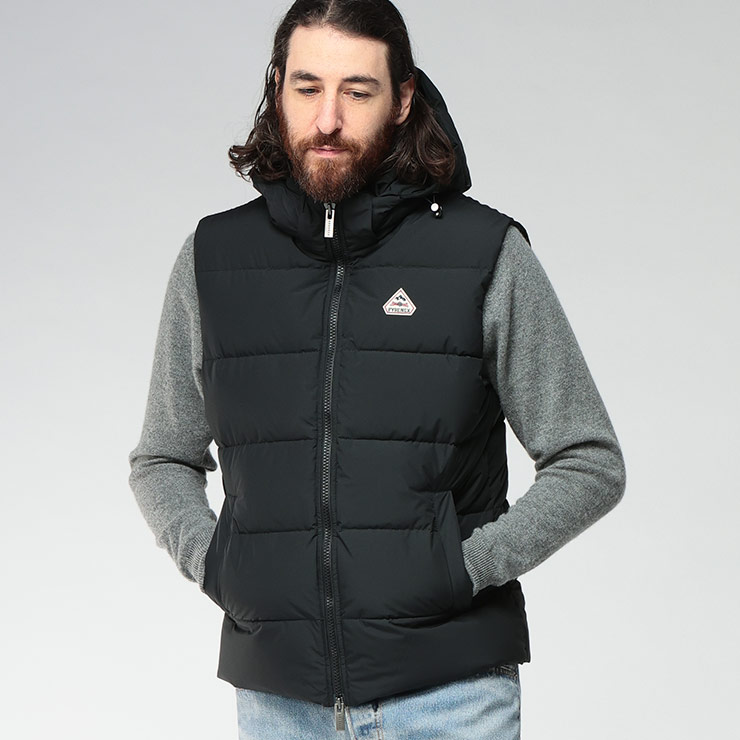 Pyrenex（ピレネックス） フード着脱 ダブルジップ ダウンベスト