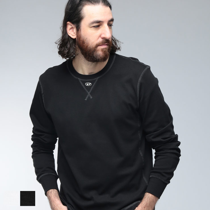 美品✨DIESEL ブラック クルーネック トレーナー　オーバルD XL DIESEL（ディーゼル） ロンT メンズ ロゴ オーバルD クルーネック