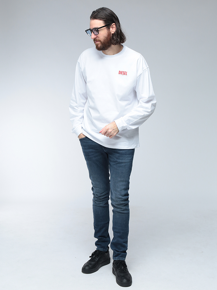 ディーゼル DIESEL ルーズフィット ロゴプリント Tシャツ 長袖 DIESEL（ディーゼル） ロンT メンズ ロゴ バックロゴ プリント クルー