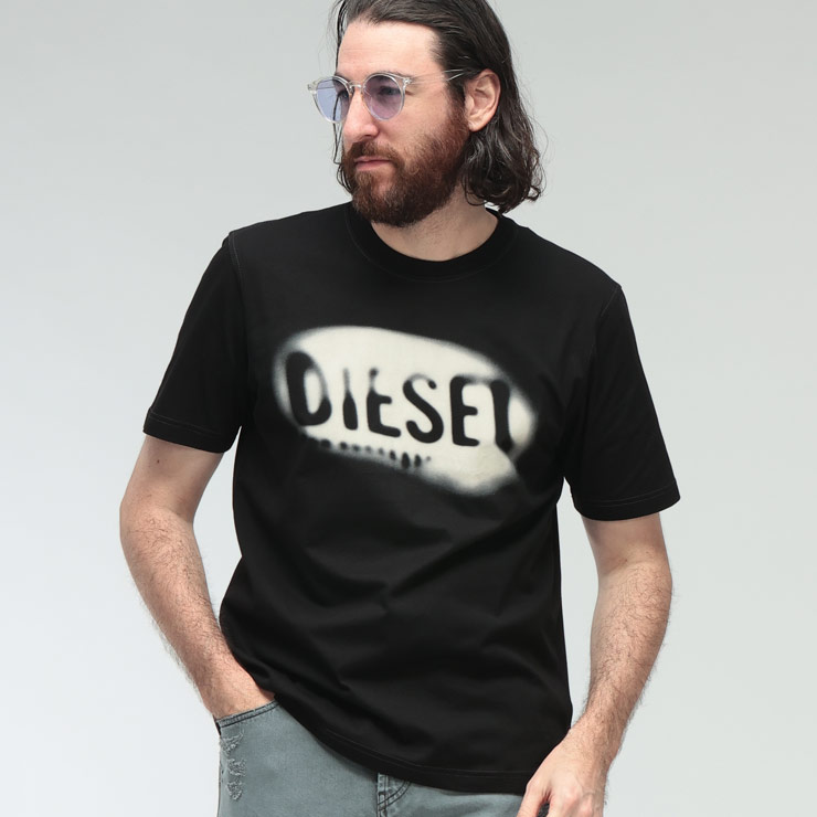 DIESEL（ディーゼル） Tシャツ メンズ ロゴ プリント クルーネック
