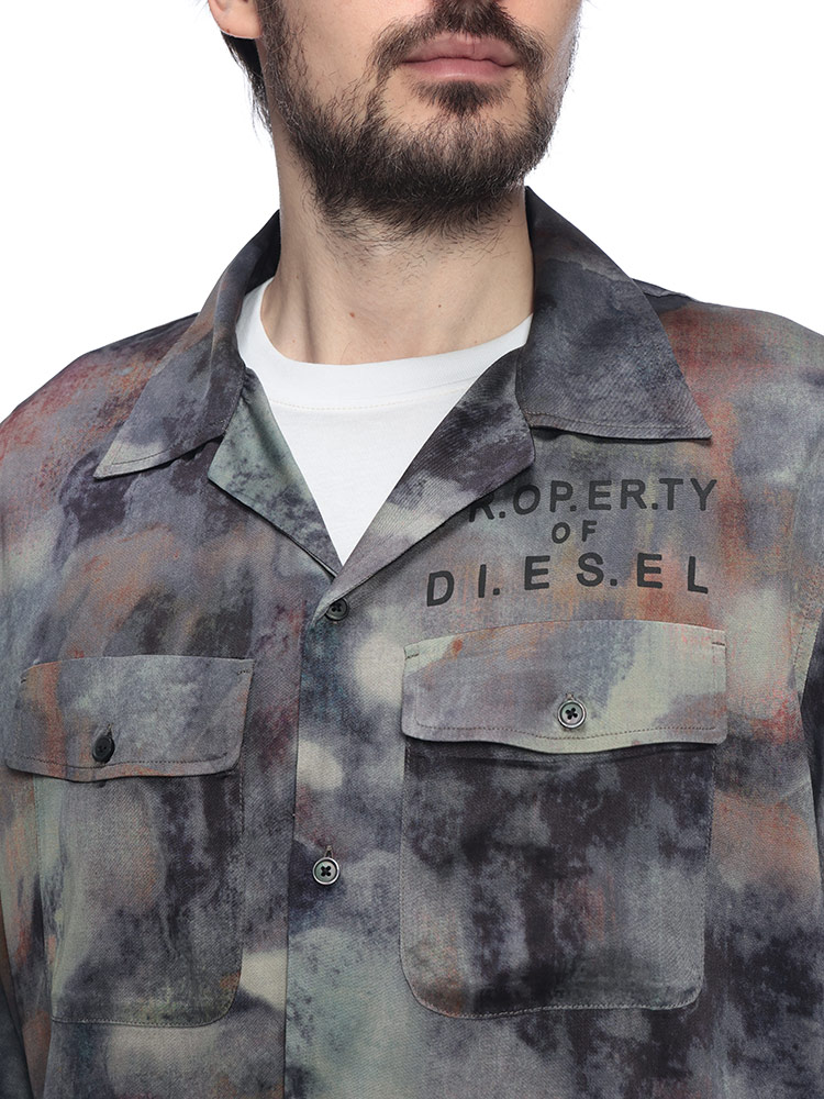DIESEL（ディーゼル） メンズ シャツ 半袖 ロゴ カモフラージュ