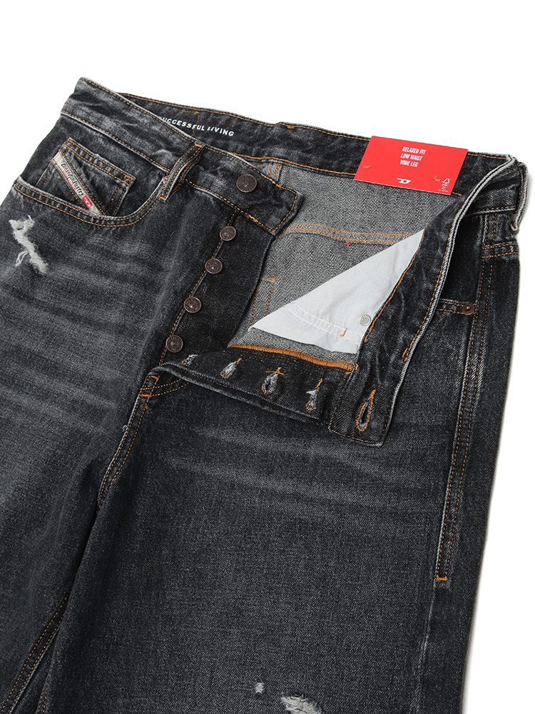 DIESEL（ディーゼル） メンズ ジーンズ ロゴ D-RISE ダメージ ボタン