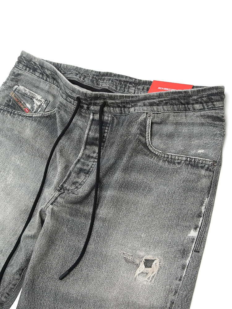23AW ディーゼル DIESEL メタル Dロゴ 短丈 クロップドデニムトップ DIESEL（ディーゼル） メンズ ショートパンツ ロゴ D-KROOLEY ダメージ