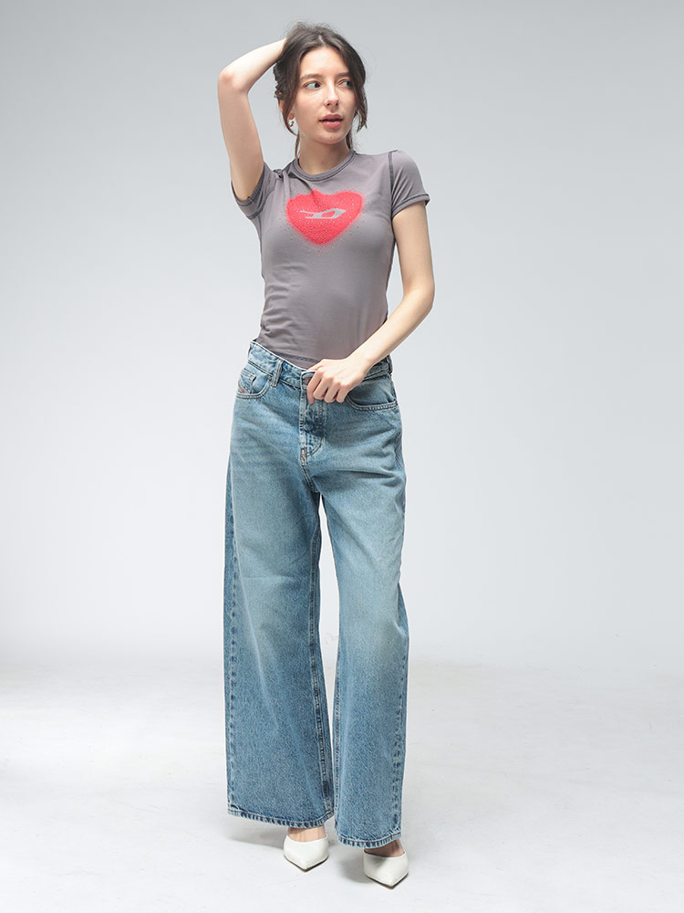 DIESEL（ディーゼル） レディース Tシャツ 半袖 ロゴ ハート プリント