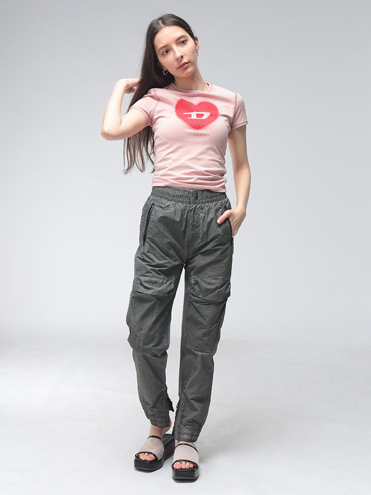 DIESEL（ディーゼル） レディース Tシャツ 半袖 ロゴ ハート プリント