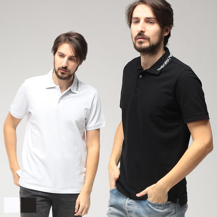 エンポリオ・アルマーニ&Supreme コラボダークグレー ポロシャツ EMPORIO ARMANI エンポリオアルマーニ メンズ ポロシャツ 半袖 襟ロゴ