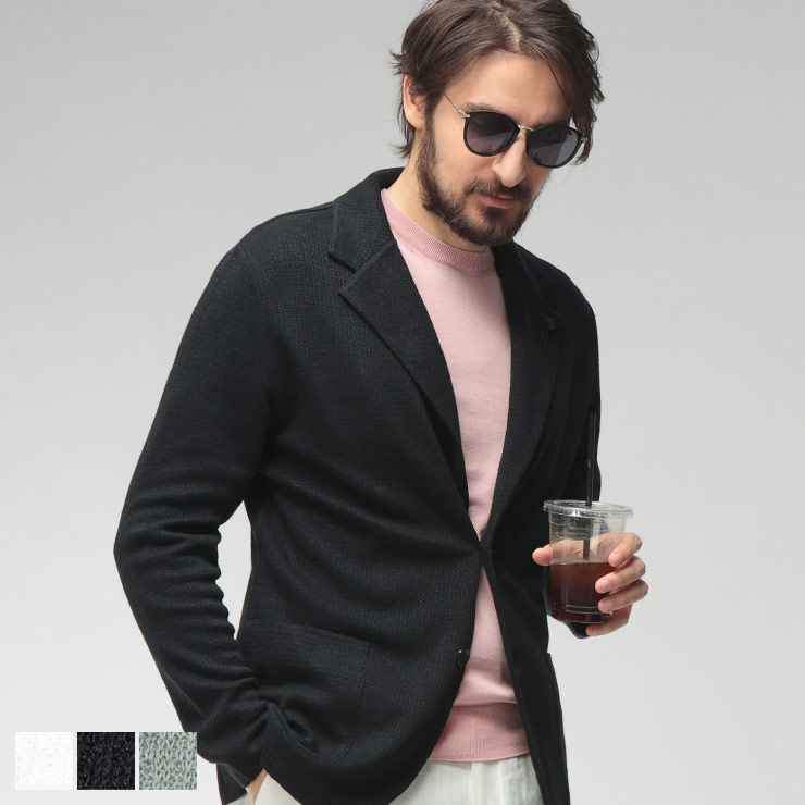 LARDINI(ラルディーニ) メンズ ニットジャケット コットンリネン LARDINI(ラルディーニ) メンズ ニットジャケット コットンリネン
