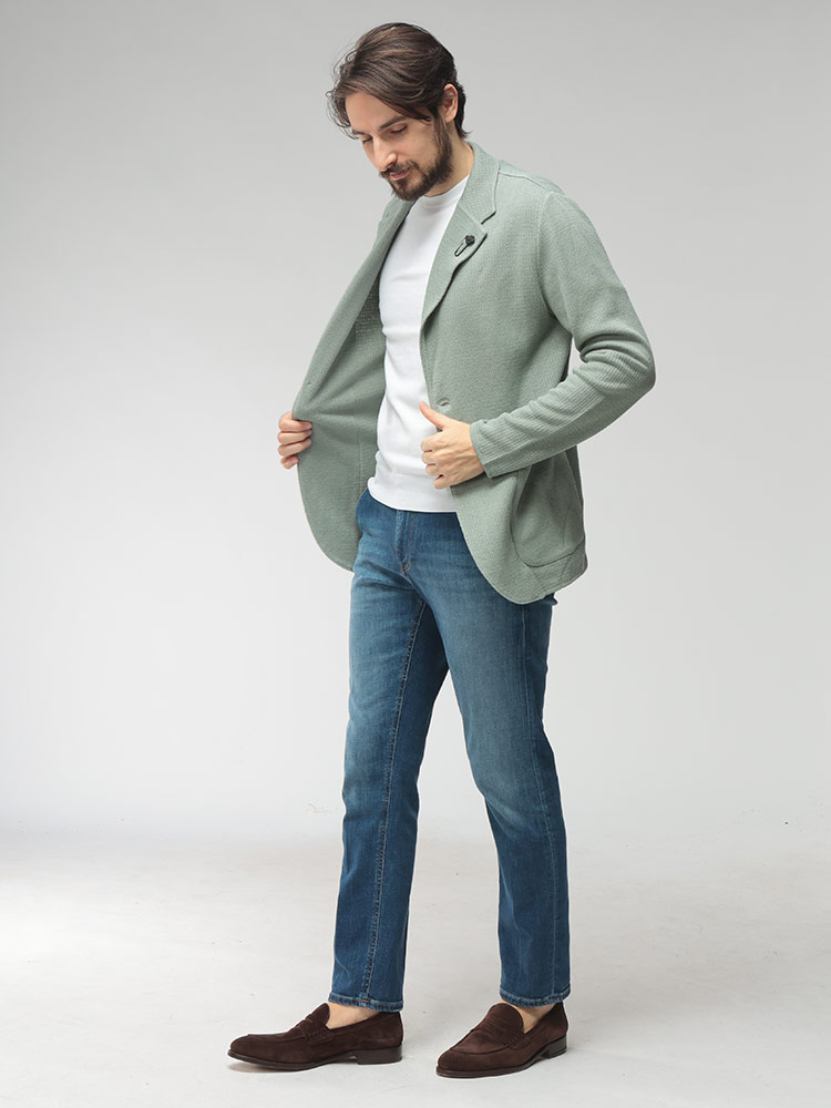 LARDINI（ラルディーニ） メンズ ニットジャケット コットンリネン
