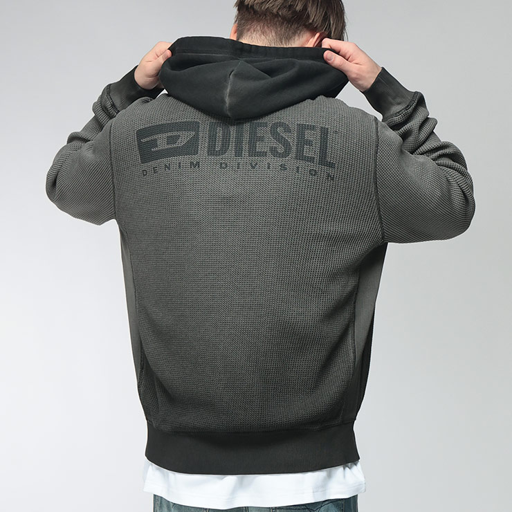 DIESEL（ディーゼル） メンズ パーカー 長袖 ニット ワッフル