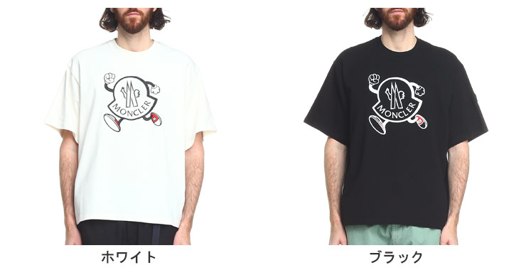 【MONCLER】新作 コットンジャージーのメンズTシャツ MONCLER コットンジャージー Tシャツ フロック加工ロゴ入り for