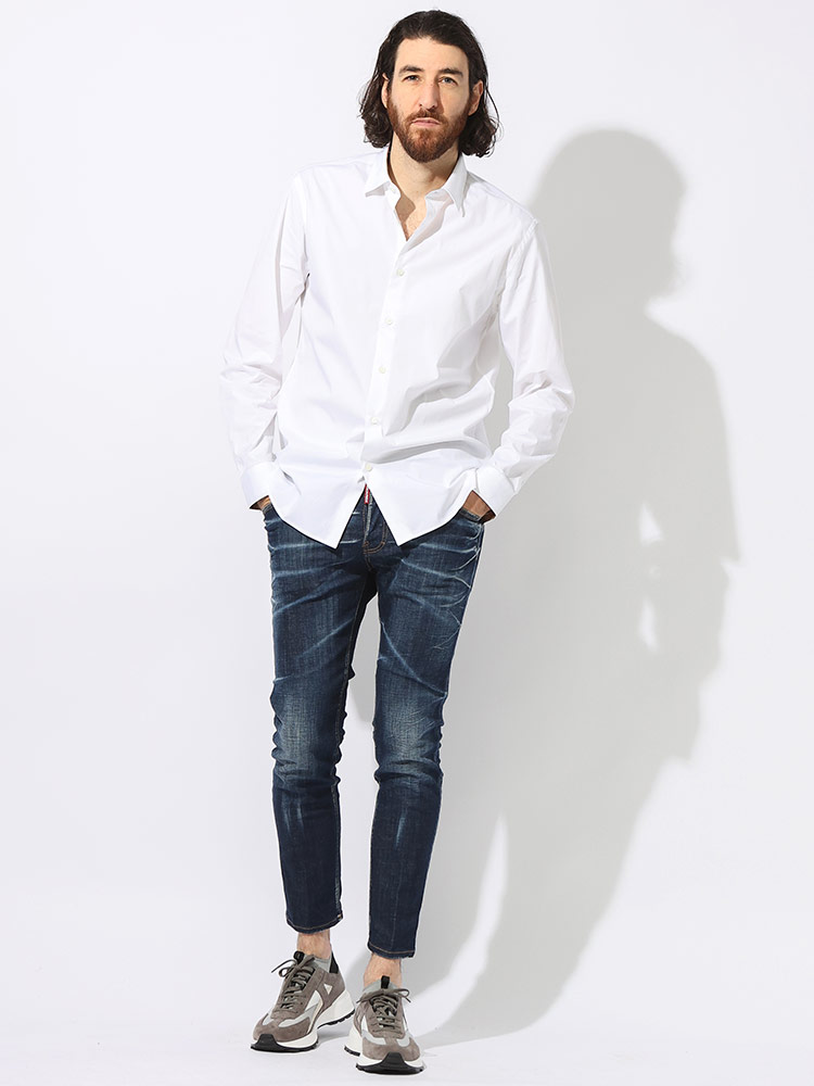 BURBERRY デニム長袖シャツ　フロントジップ kindal_8033001586121