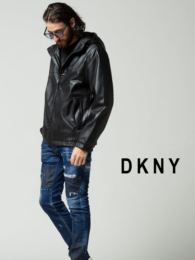 DKNY ダナキャランニューヨーク ライダース パーカー フェイク