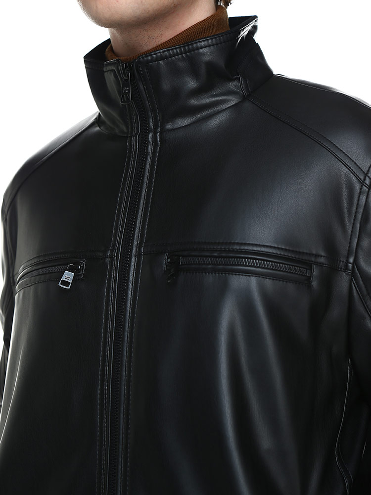   ブラックレザー コートCK M zen_7589221100-15
