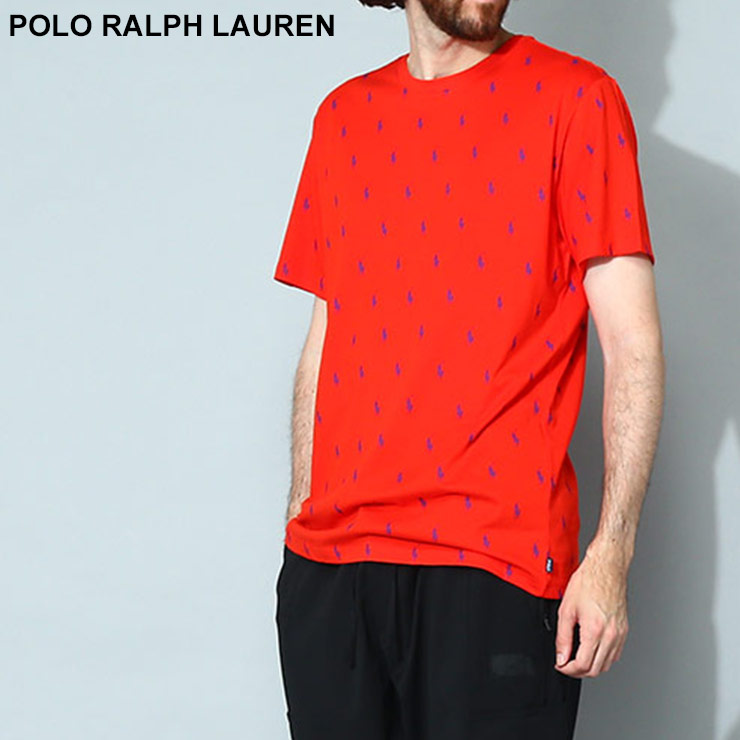 ポロ ラルフ ローレン POLO RALPH LAUREN Tシャツ シャツ カットソー 半袖 トップス コットン 総柄ロゴ メンズ RLPL88FR  アカ 赤 コン 紺 大きいサイズあり