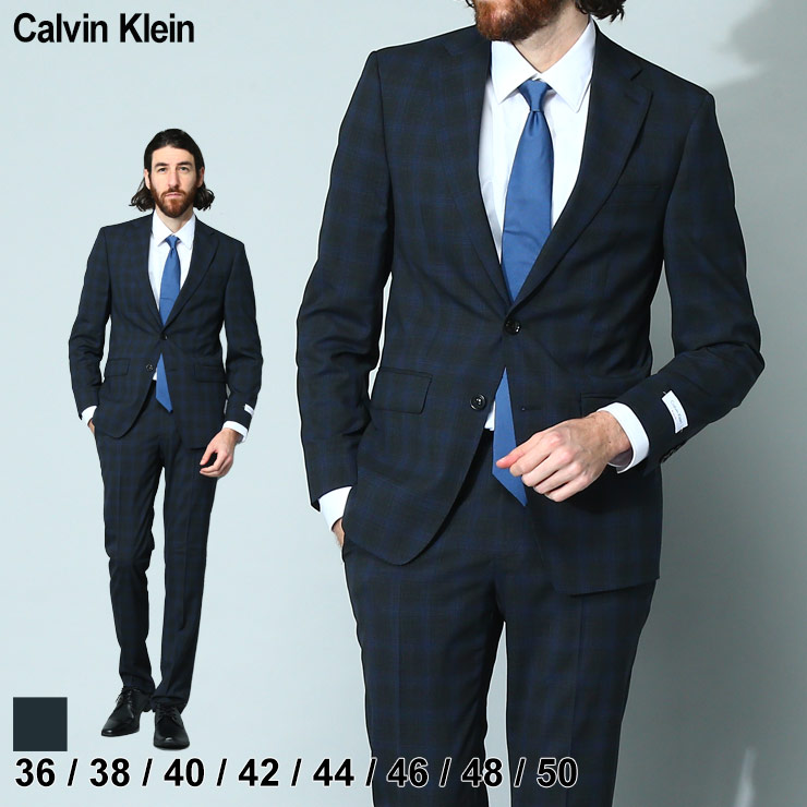 カルバンクライン Calvin Klein CK スーツ セットアップ 上下セット セット ストレッチ チェック シングル SLIMFIT メンズ  大きいサイズあり CKMABRY5UZX019