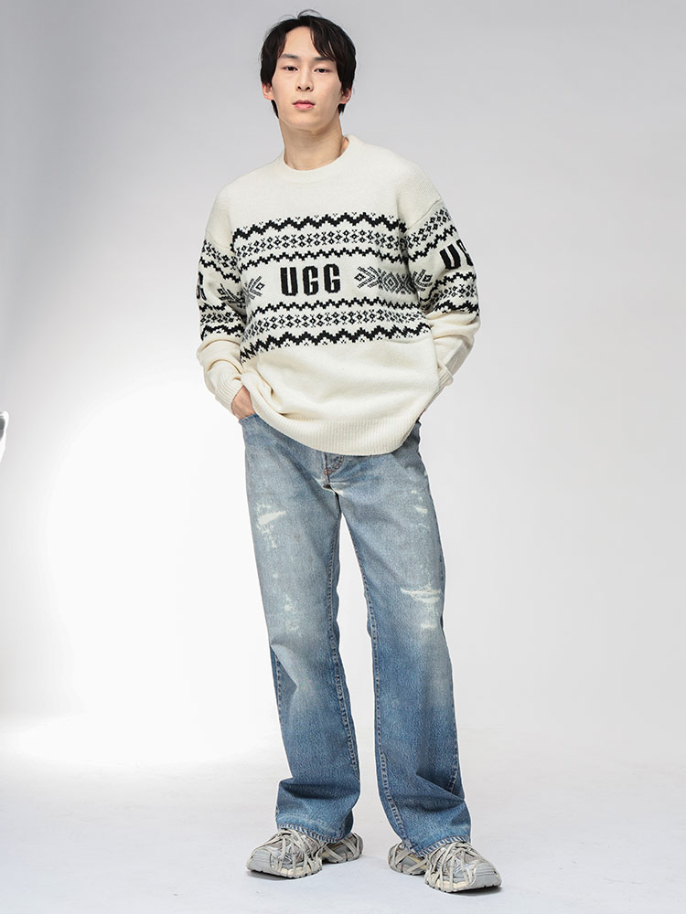 【美品】UGG プルオーバーニット デカロゴ クルーネック ワッペン モヘヤ 黒 さがらワッペンロゴニットプルオーバー｜DOUBLE NAME ダブルネーム