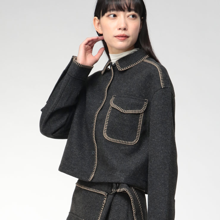 UGG（アグ） ジャケット レディース ロゴ ステッチ フルボタン